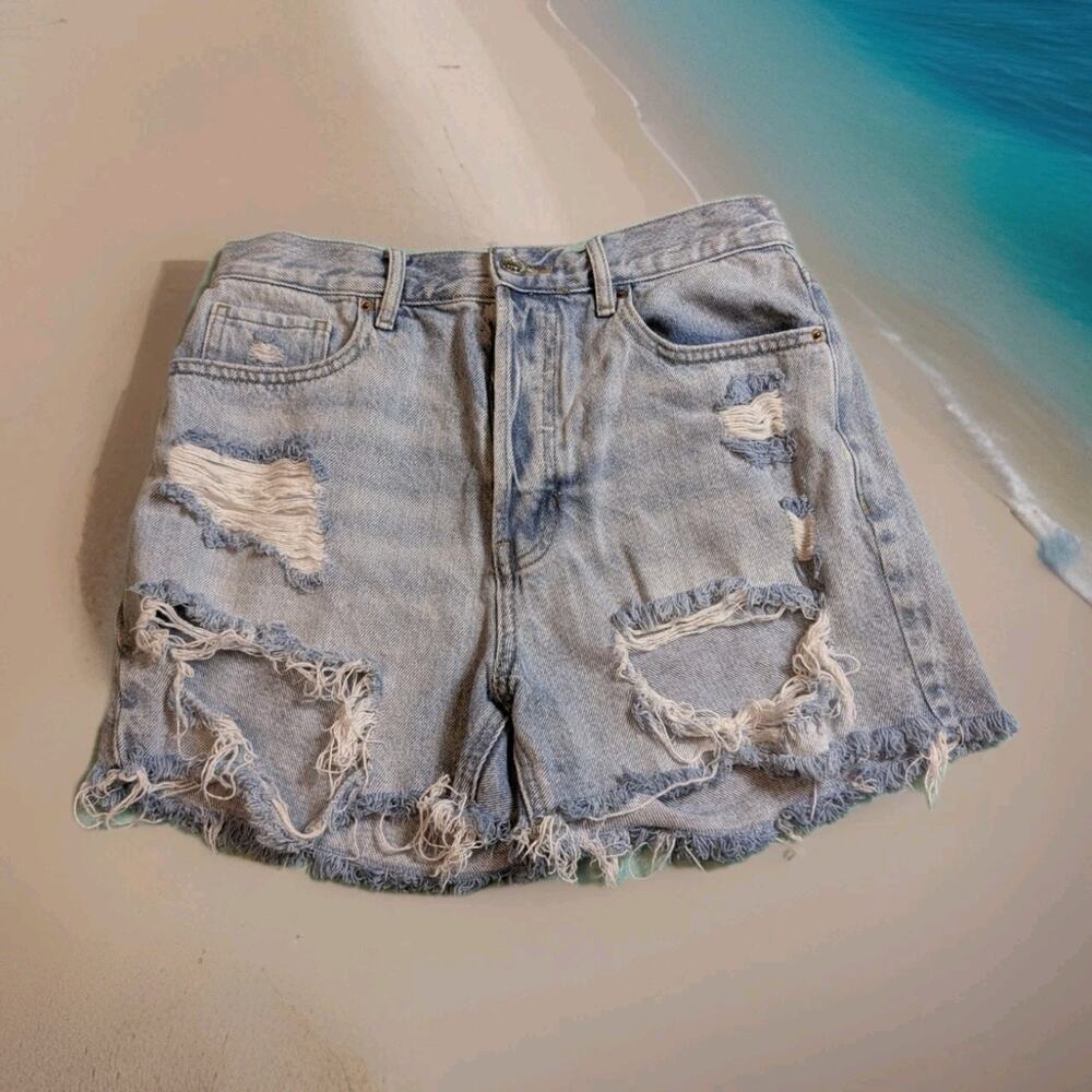 Pacsun Women’s 90s Vintage Cutoff Denim Button Fly Distressed Shorts Size 28